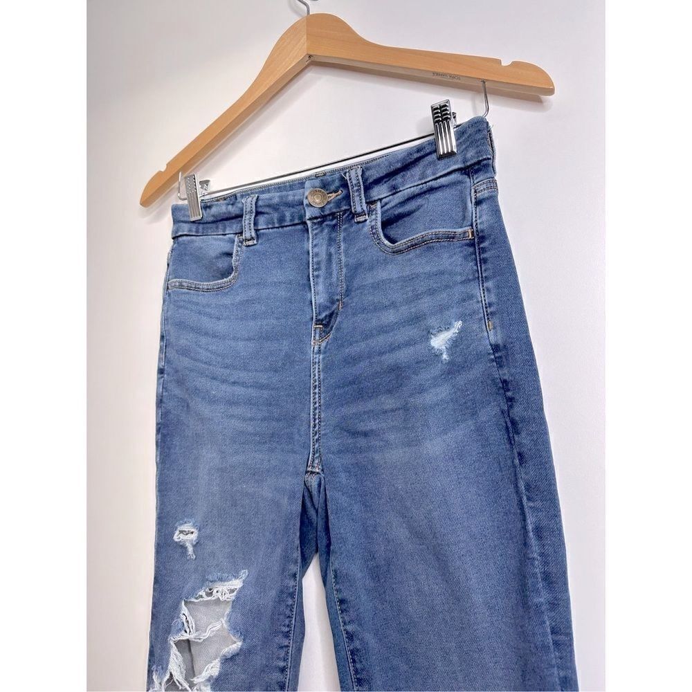 American Eagle Jeans Womens Distressed Blue Pants Stretch Size 4 - Picture 3 of 11